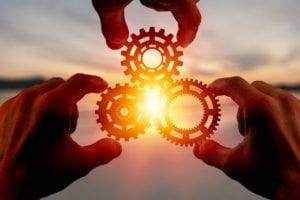 gears and sunset